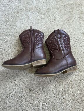 Toddler Size 9 Brown Western Zip-Up Cowboy Boots